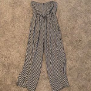 Black and White Striped Jumpsuit